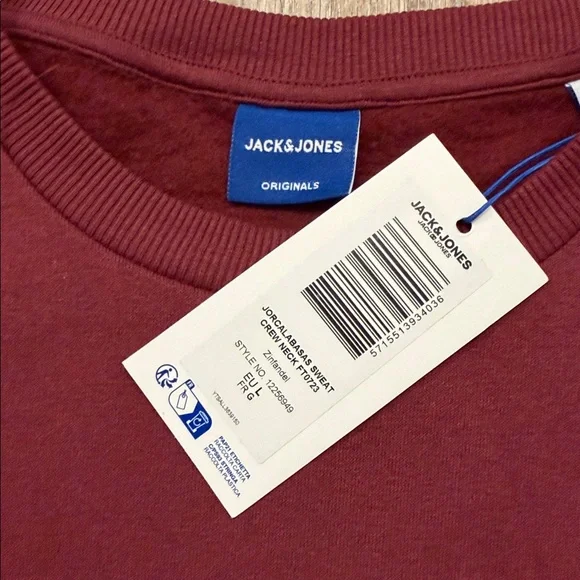 Jack & Jones oversized sweatshirt with Calabasas burgundy Size Large NWT - Picture 4 of 6